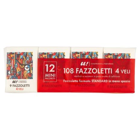 12 Mini Pacchetti di Fazzoletti 4 Veli U! Confronta e Risparmia